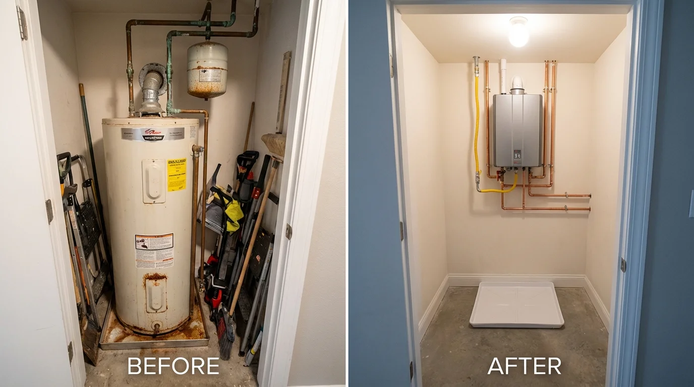 Tank water heater versus wall-mounted tankless unit comparison for Dunkirk, NY homeowners