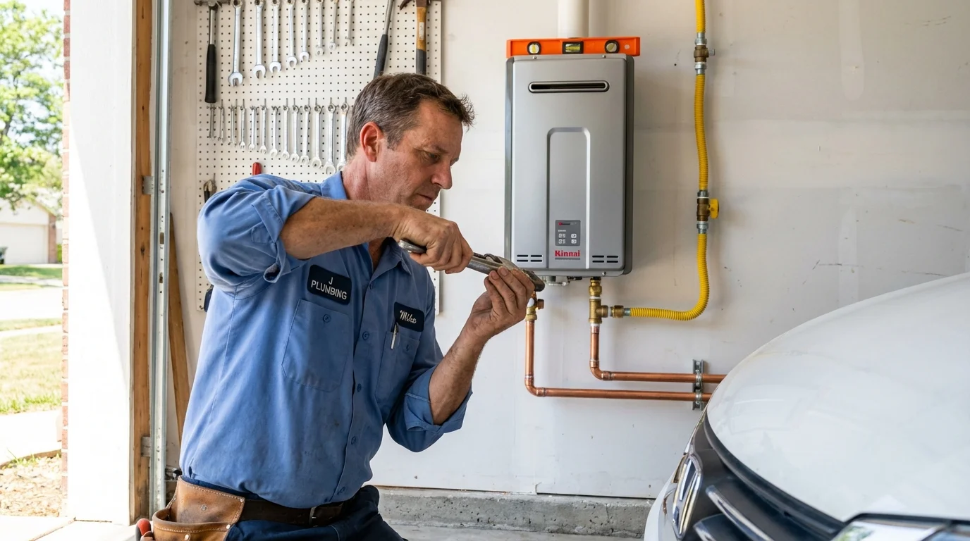 Tankless water heater installation by a Johns Plumbing LLC plumber in Dunkirk